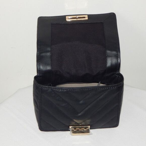 ZAC POSEN SOFT EARTHETTE Pearl Lady Chevron Quilted Chain Shoulder Bag Black NWT - Picture 13 of 14